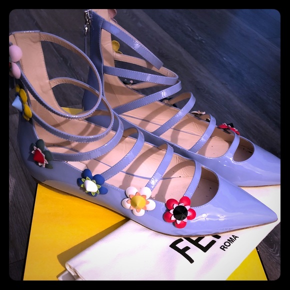 FENDI sz10/40 ballerina flowered flats - Picture 1 of 7
